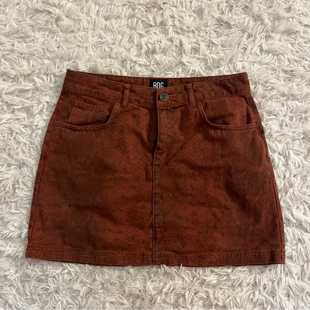 Urban Outfitters Bdg Rust Snakeskin Mini Skirt 100% Cotton Size L